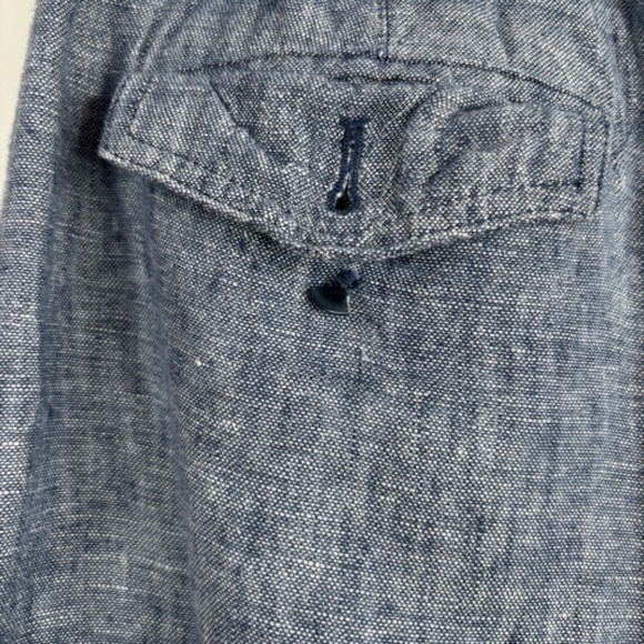 Talbots Linen Cargo Joggers MP Chambray Blue Pockets Pull On Lightweight Beach - Picture 7 of 13